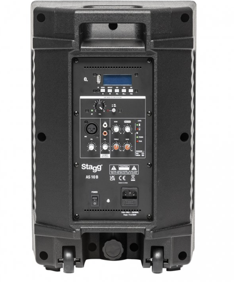 STAGG AS10BEU 10” aktiver 2-weg Lautsprecher mit Akku, Class D, Bluetooth 125 Watt