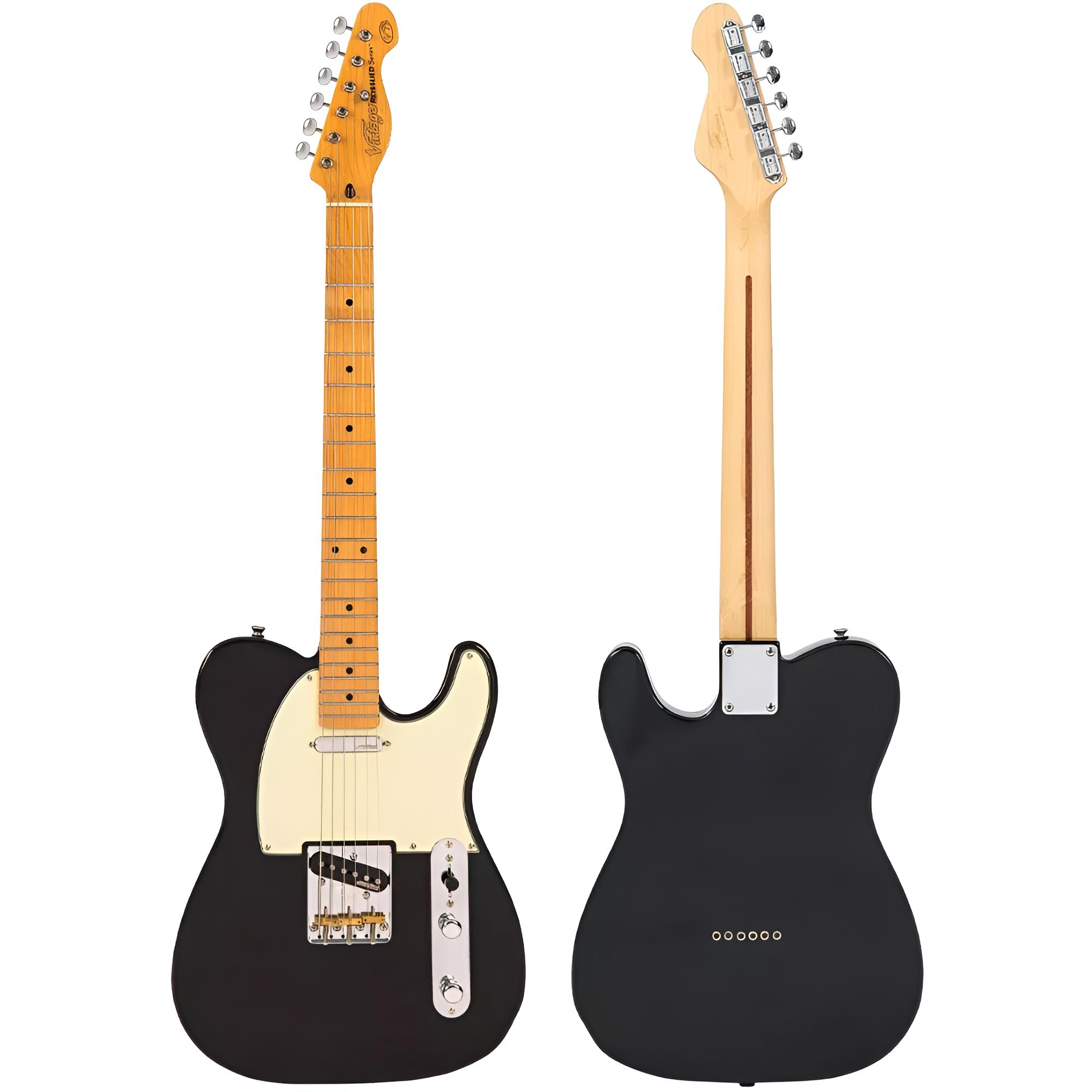 VINTAGE Reissued V75BK Black T-Style E-Gitarre