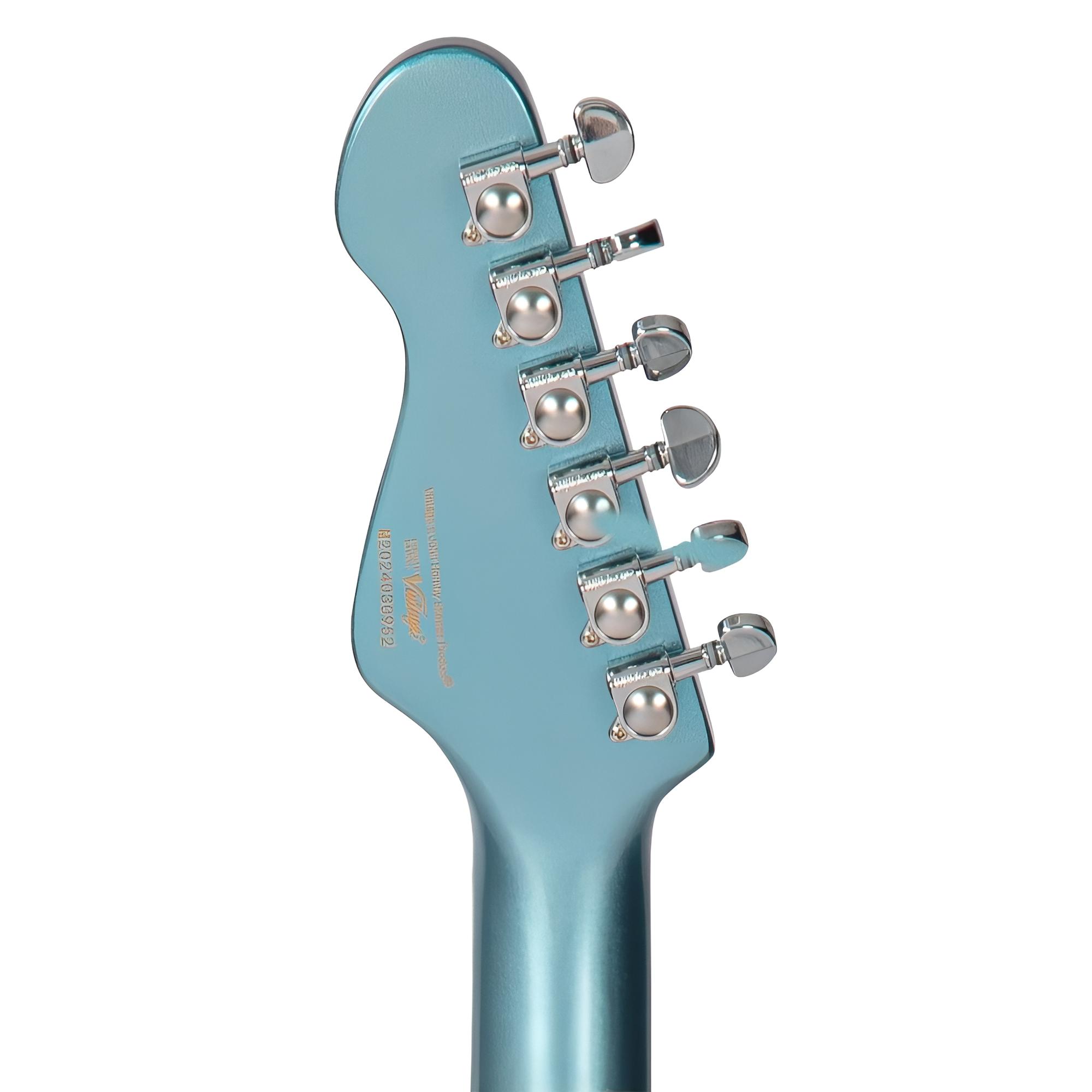 VINTAGE VSA550 "Pretender" Gun Hill Blue Semi Hollow E-Gitarre