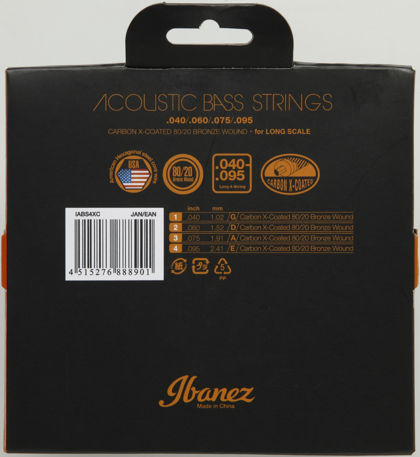 IBANEZ IABS4XC Saiten Set für Akustik Bass 4 String - .040 / .060 / .075 / .095 80/20 Bronze