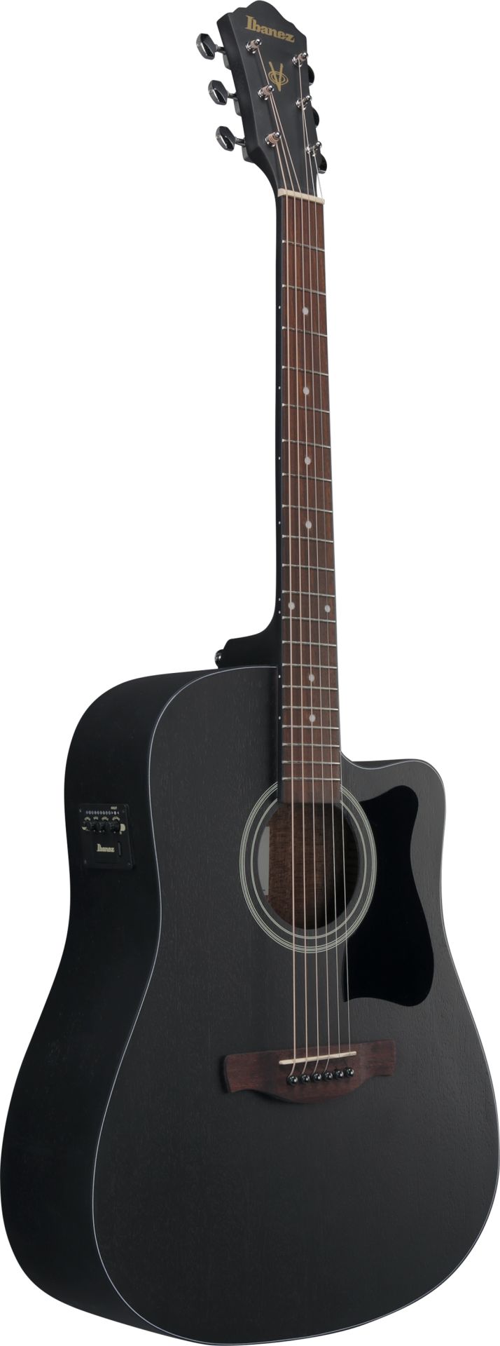 IBANEZ V44CE-WK Weathered Black Open Pore Dreadnought Westerngitarre