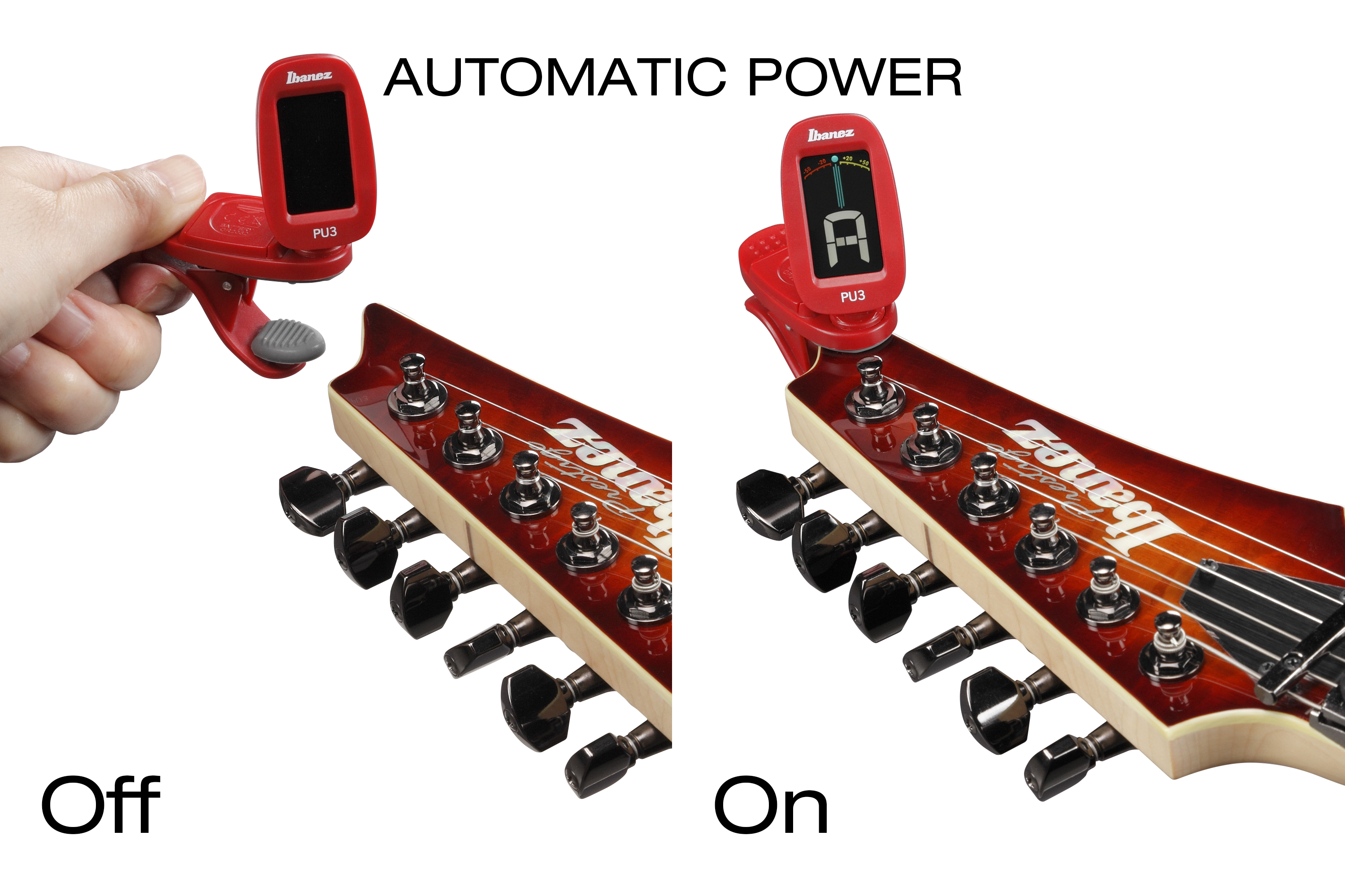 IBANEZ PU3-RD Clip Tuner Rot