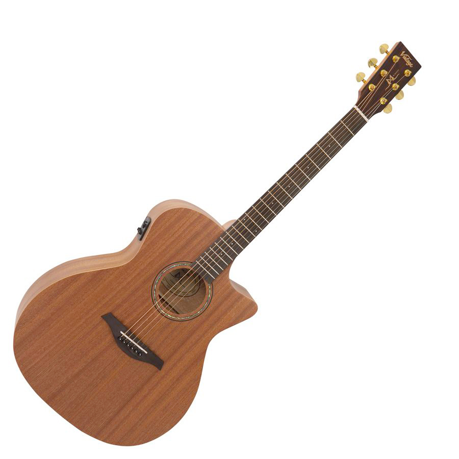 VINTAGE VE900MH Satin Mahogany Westerngitarre