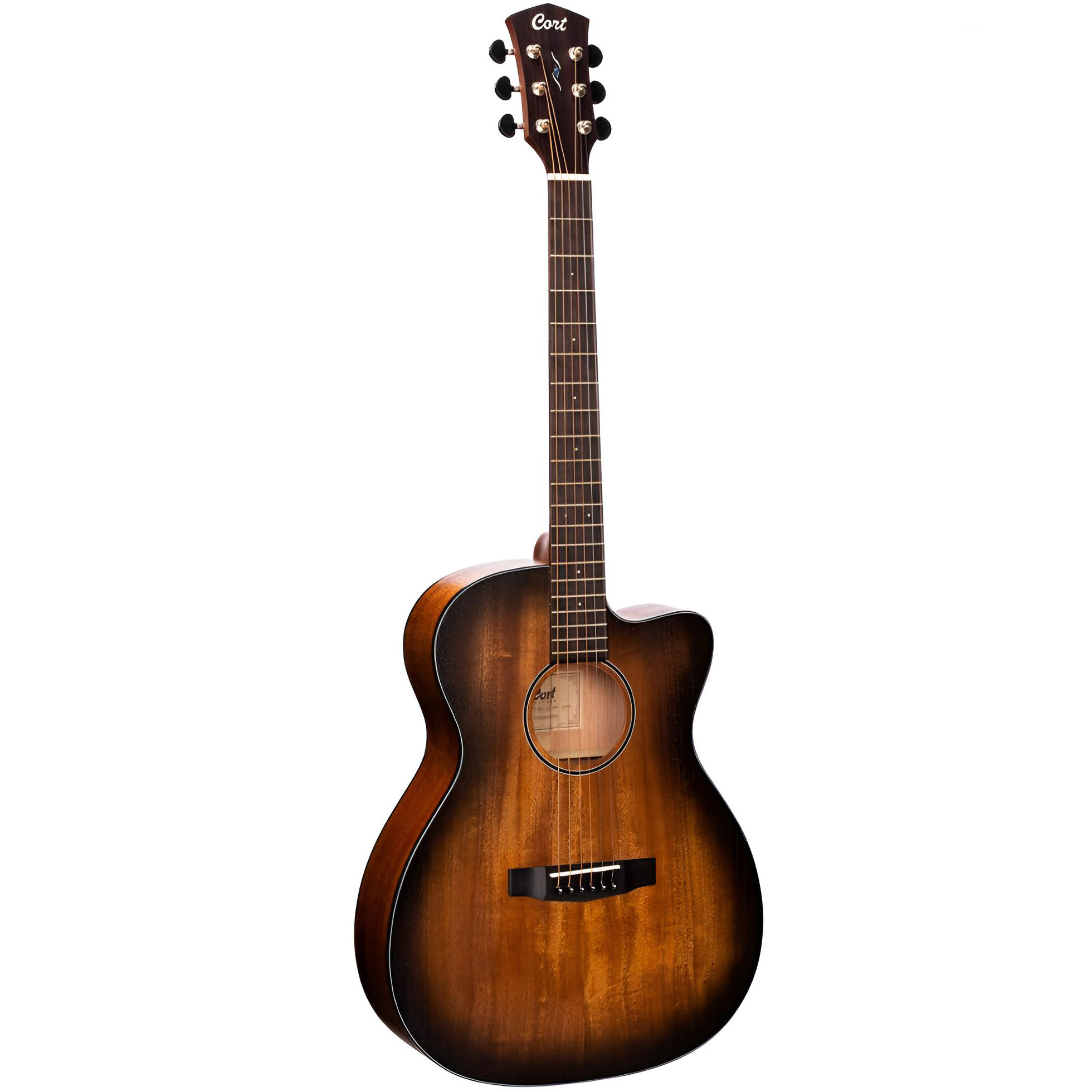 CORT CORE-OC AMH Open Pore Black Burst Westerngitarre mit Pickup und Cutaway inkl. Softcase