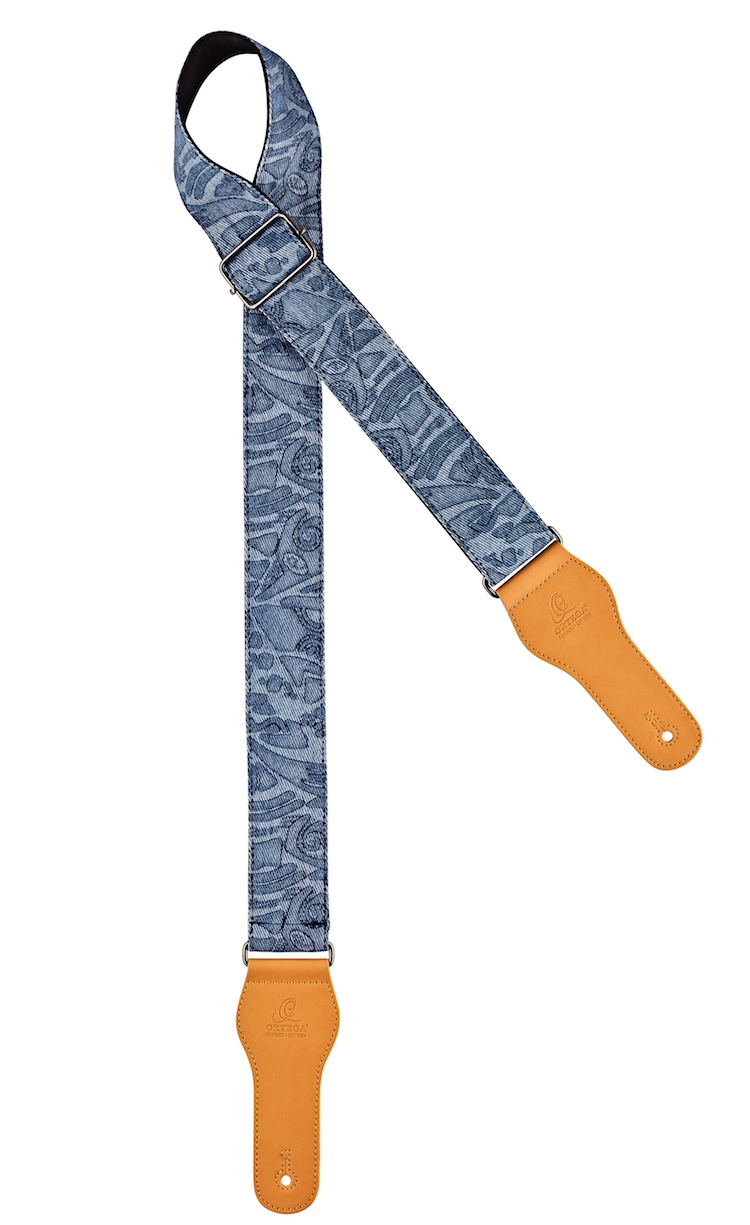 ORTEGA Denim Gitarrengurt Länge 1580mm / 62" (Max) / Breite 50mm - blau