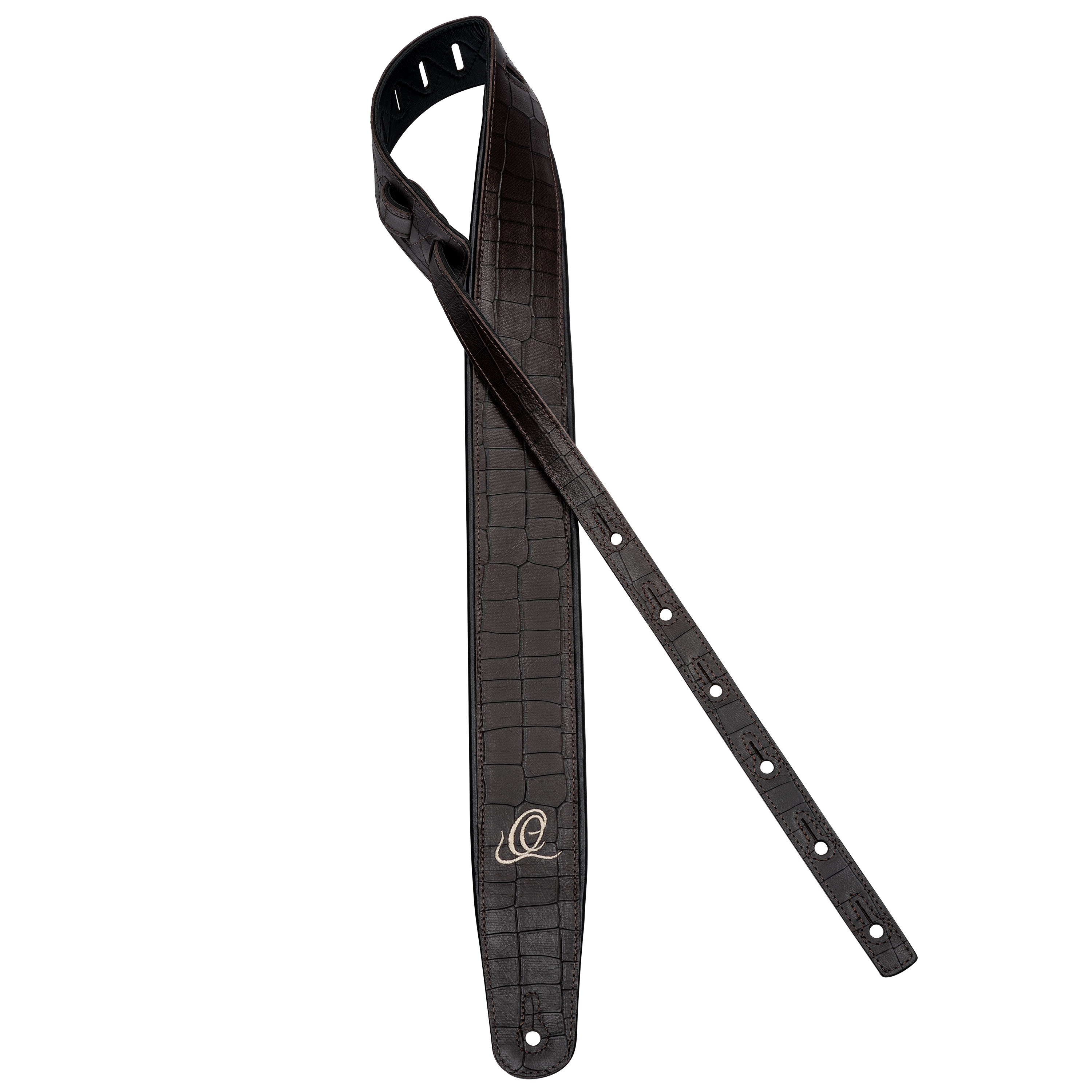 ORTEGA Echtleder Gurt - Dark Brown Croco