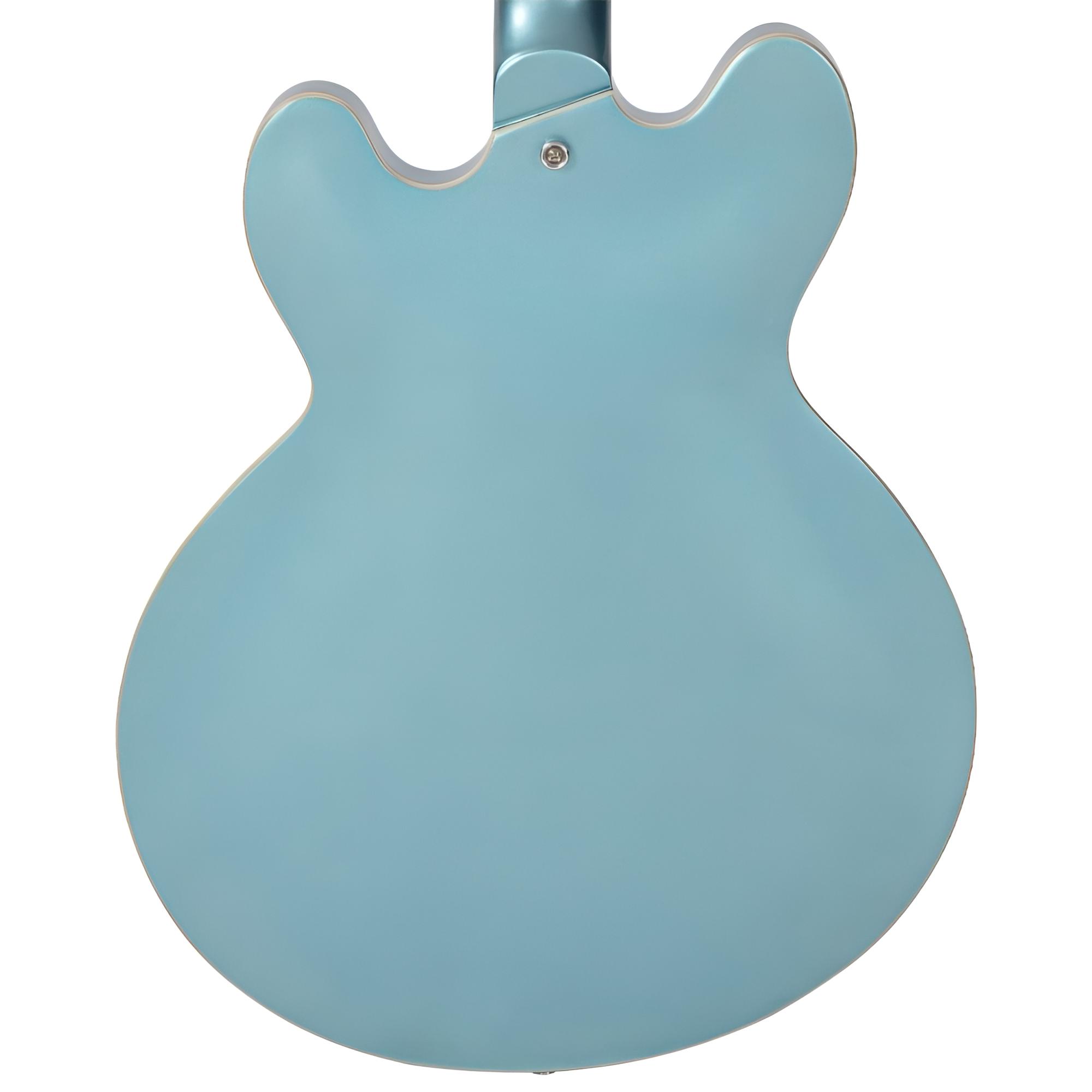 VINTAGE VSA550 "Pretender" Gun Hill Blue Semi Hollow E-Gitarre