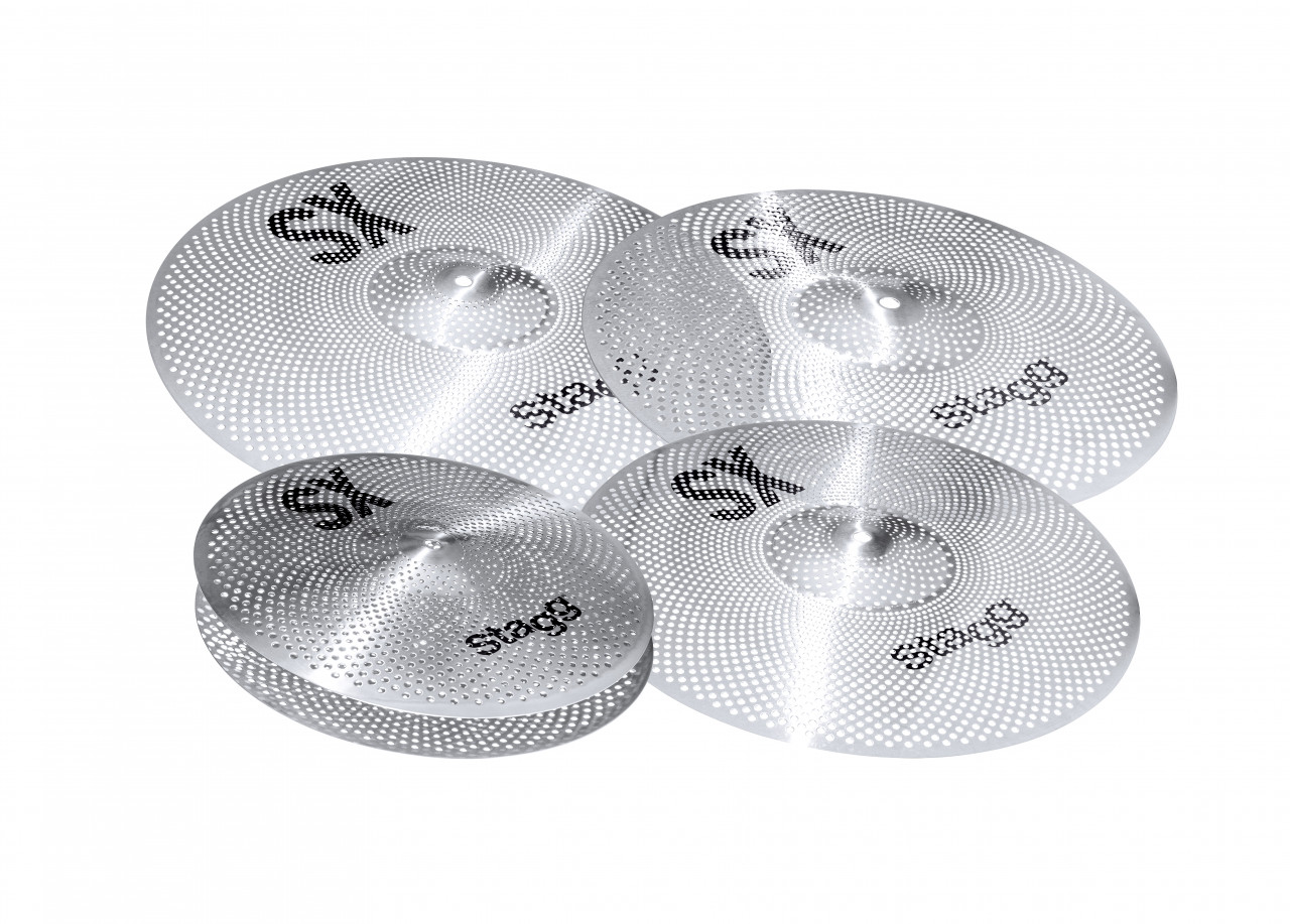 STAGG SXM-SET Silent Becken 1 x 16" Crash , 1 x 18" Crash , 1 x 20" Ride , 1 x 14" Hi-hat und Gigbag