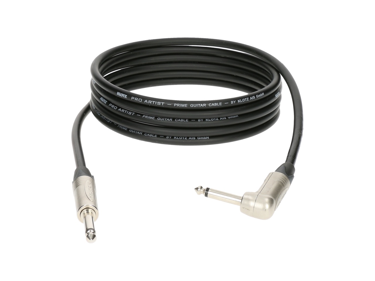 KLOTZ Pro Artist Instrumentenkabel 2x Klinke 2p. gerade - gewinkelt 3.0 m schwarz