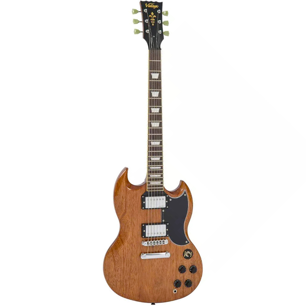 VINTAGE Reissued VS6M Dark Mahogany SG-Style E-Gitarre
