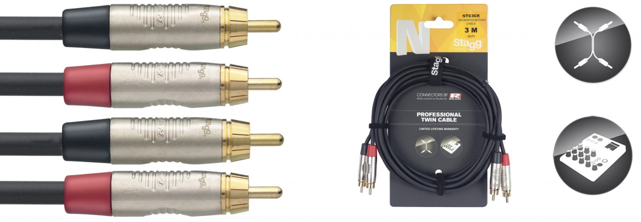 STAGG NTC3CR 3m Twinkabel cinchM - cinchM