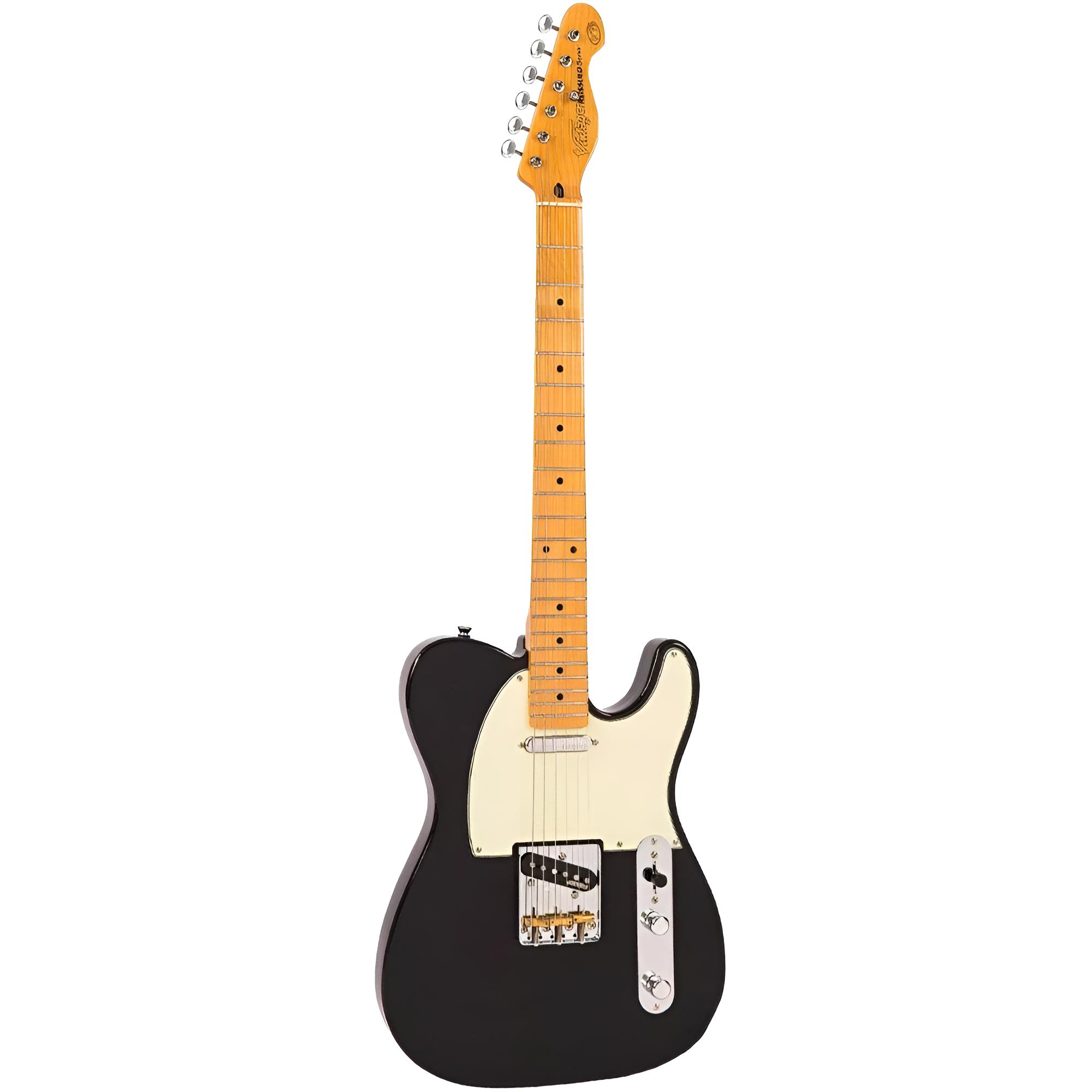 VINTAGE Reissued V75BK Black T-Style E-Gitarre