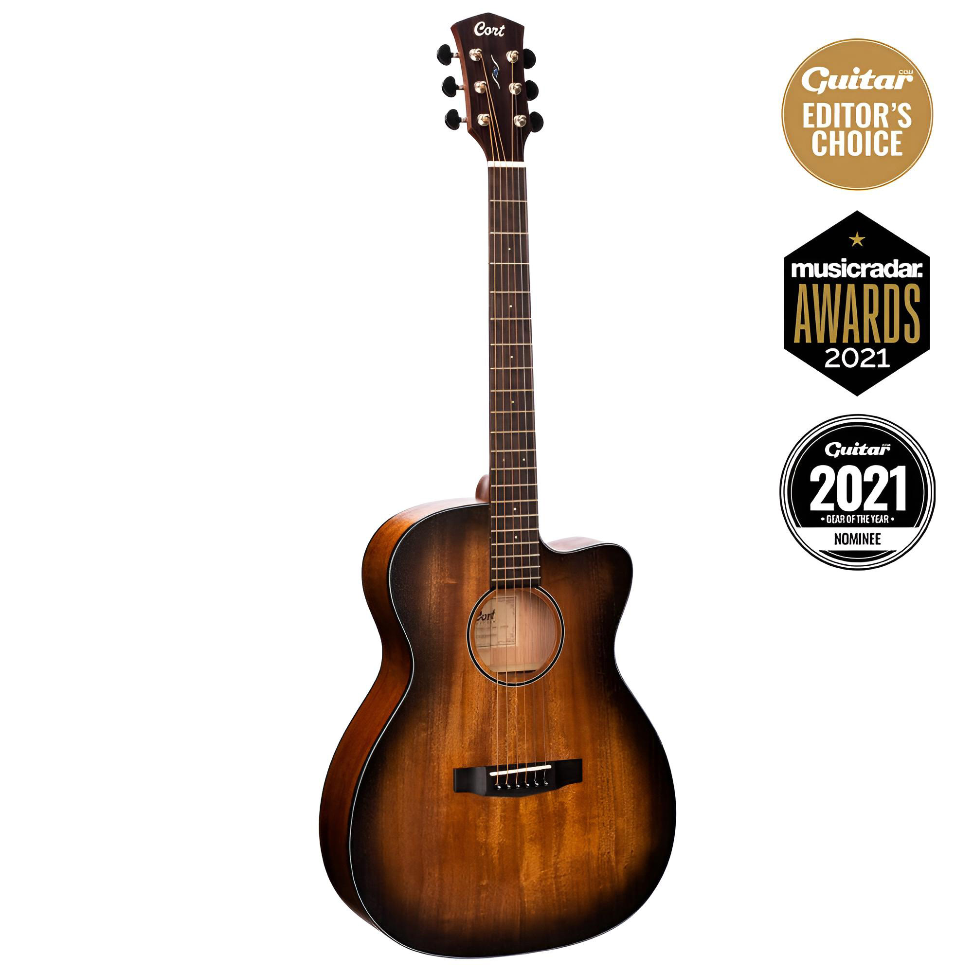 CORT CORE-OC AMH Open Pore Black Burst Westerngitarre mit Pickup und Cutaway inkl. Softcase