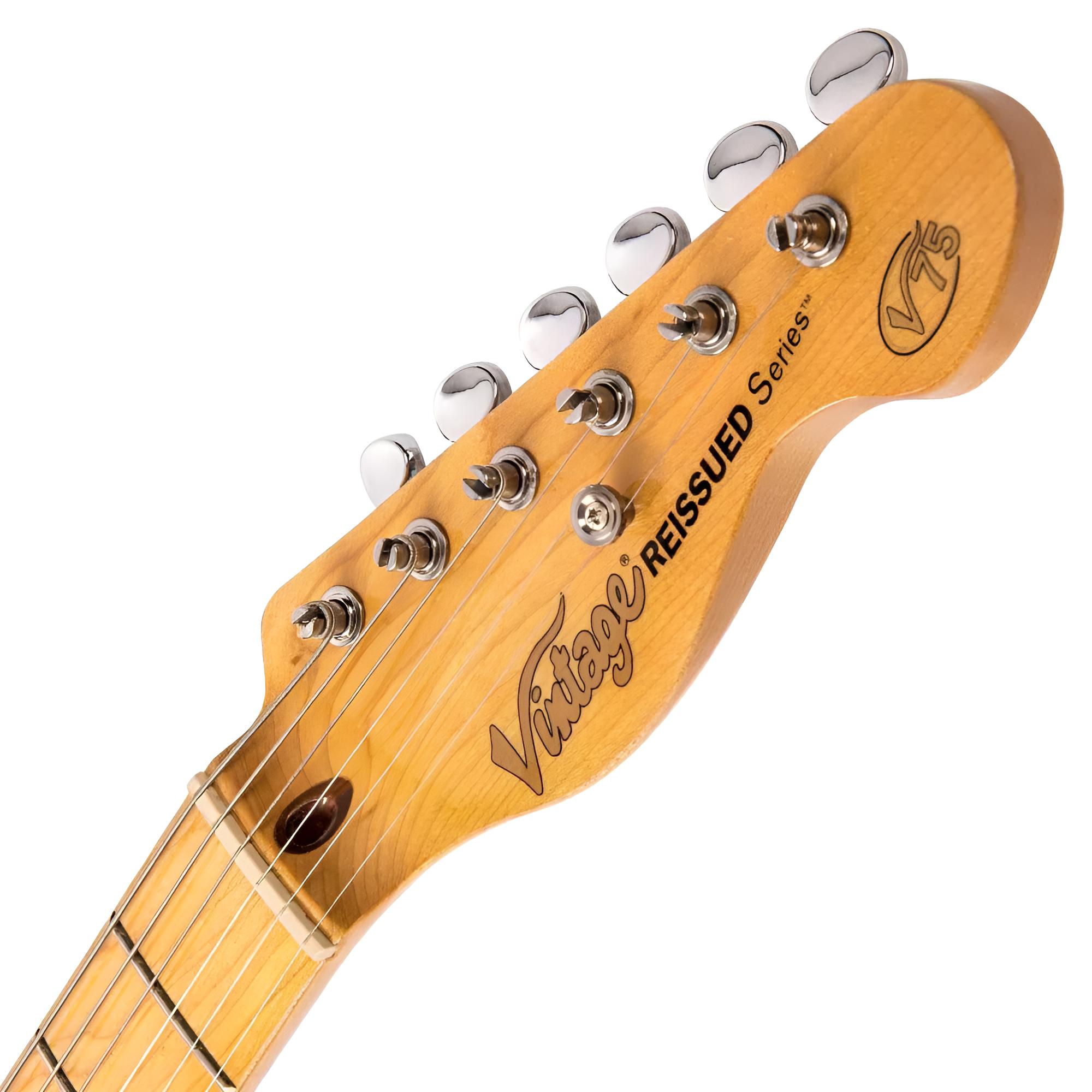 VINTAGE Reissued V75BK Black T-Style E-Gitarre