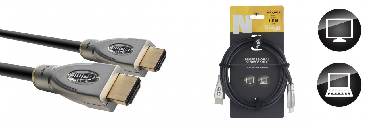 STAGG 1,5 m Video Kabel HDMI A-Male NVC1,5HAM