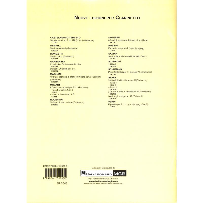 NOTEN 21 Capricci ER 1045 Klarinette