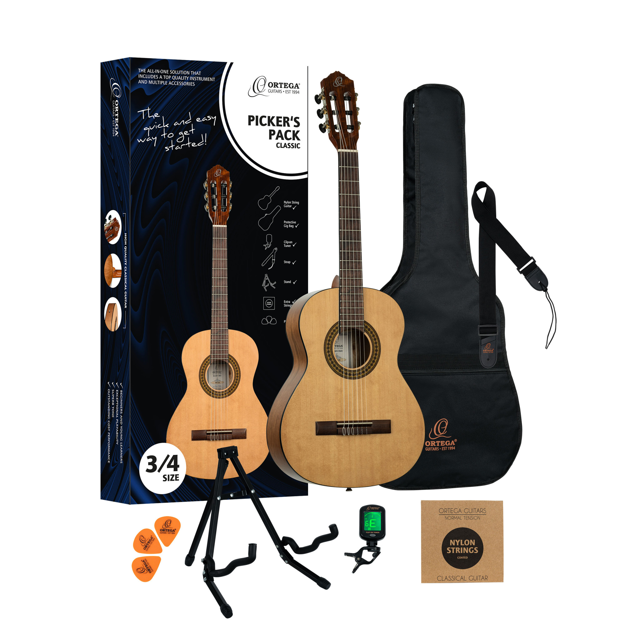 ORTEGA Pickers Pack 3/4 Konzertgitarre Einsteigerset