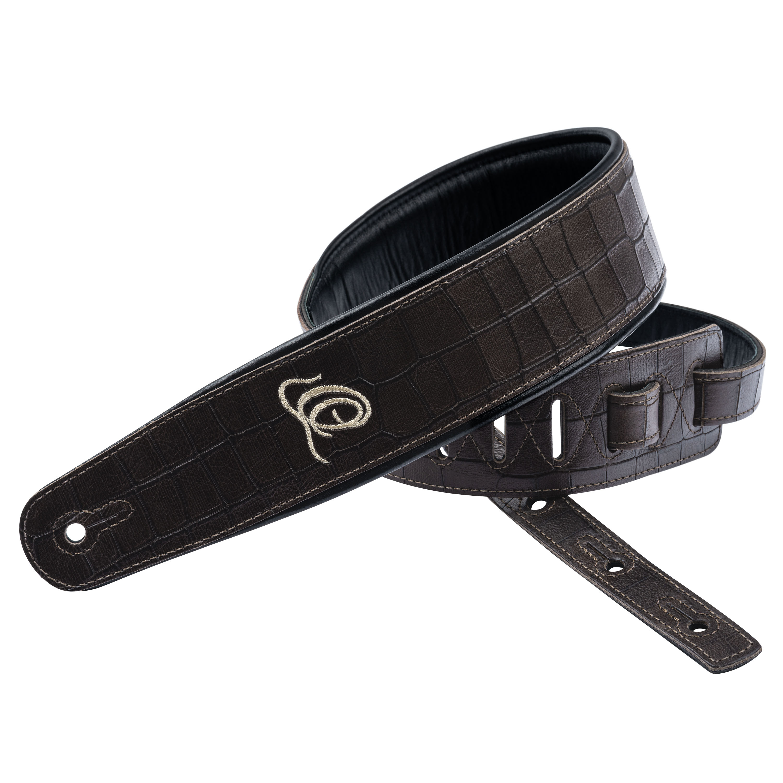ORTEGA Echtleder Gurt - Dark Brown Croco
