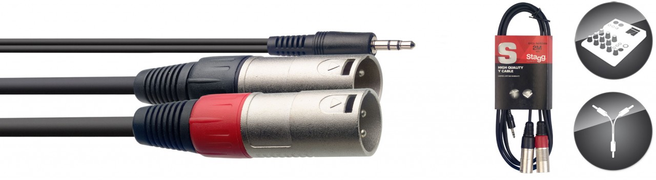 STAGG SYC2/MPS2XM Y-Kabel, Mini-Klinke/XLR (m/m), 2 m