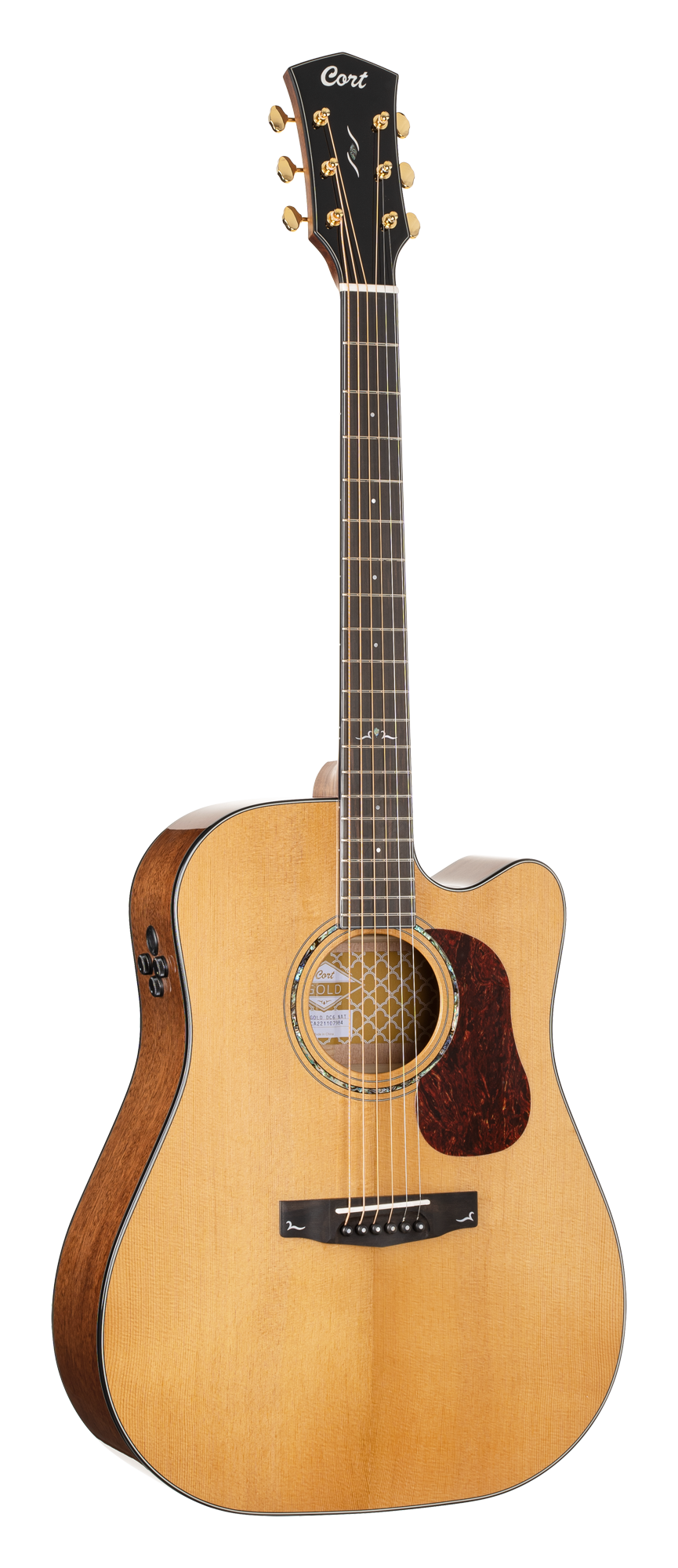 CORT Westerngitarre, GOLD DC6, Natur, Preamp, Softcase