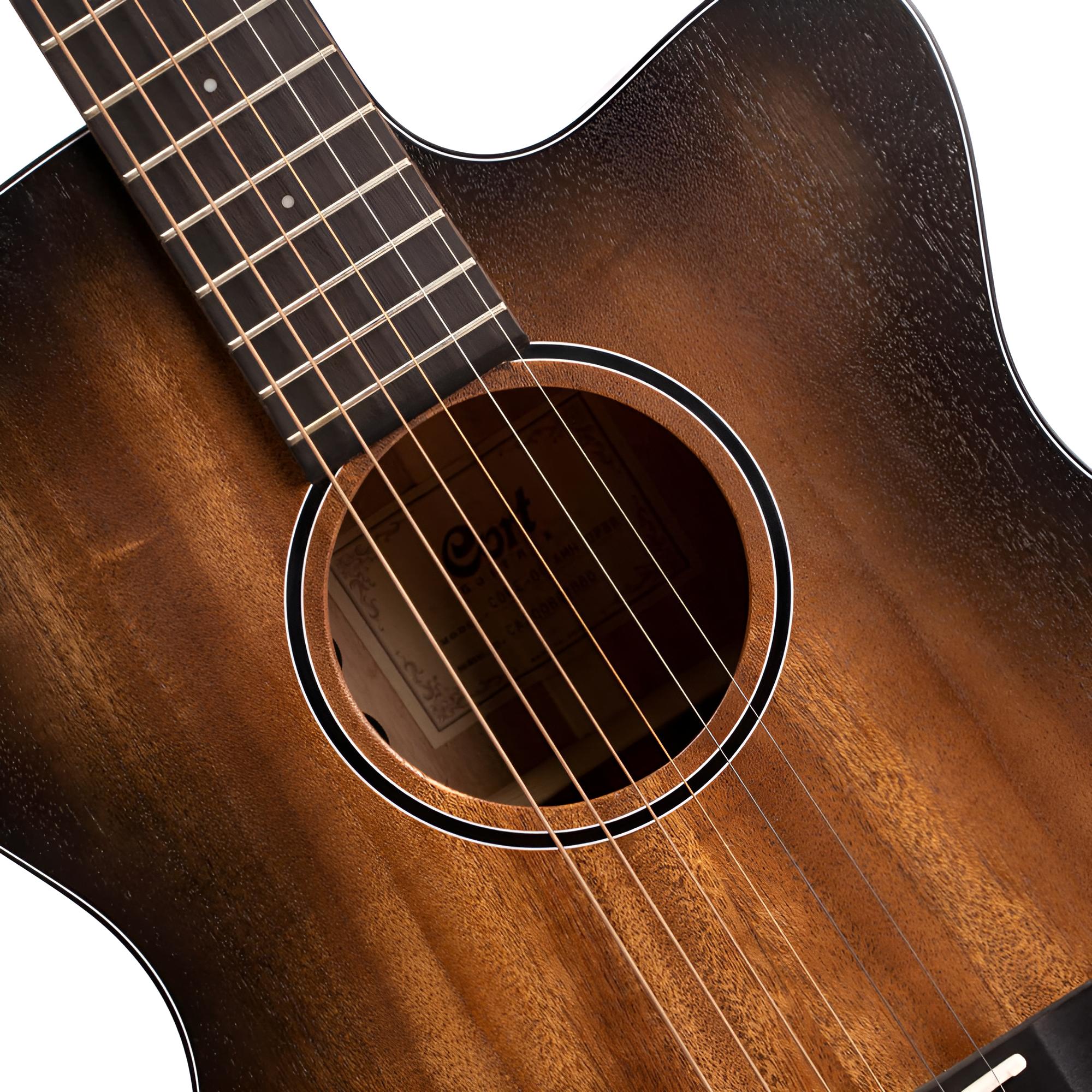 CORT CORE-OC AMH Open Pore Black Burst Westerngitarre mit Pickup und Cutaway inkl. Softcase