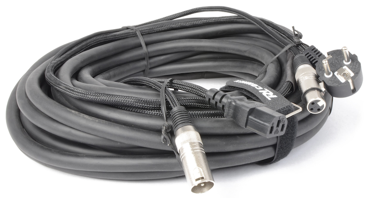 POWER DYNAMICS CX02-15 Audio Kombikabel Schuko - XLR F / IEC F - XLR M 15 m