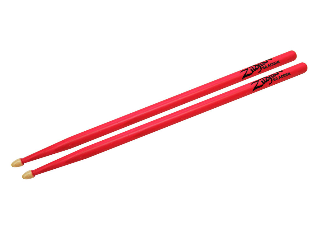 ZILDJIAN Drumsticks 5A Acorn Hickory Wood Tip Serie Neon Pink