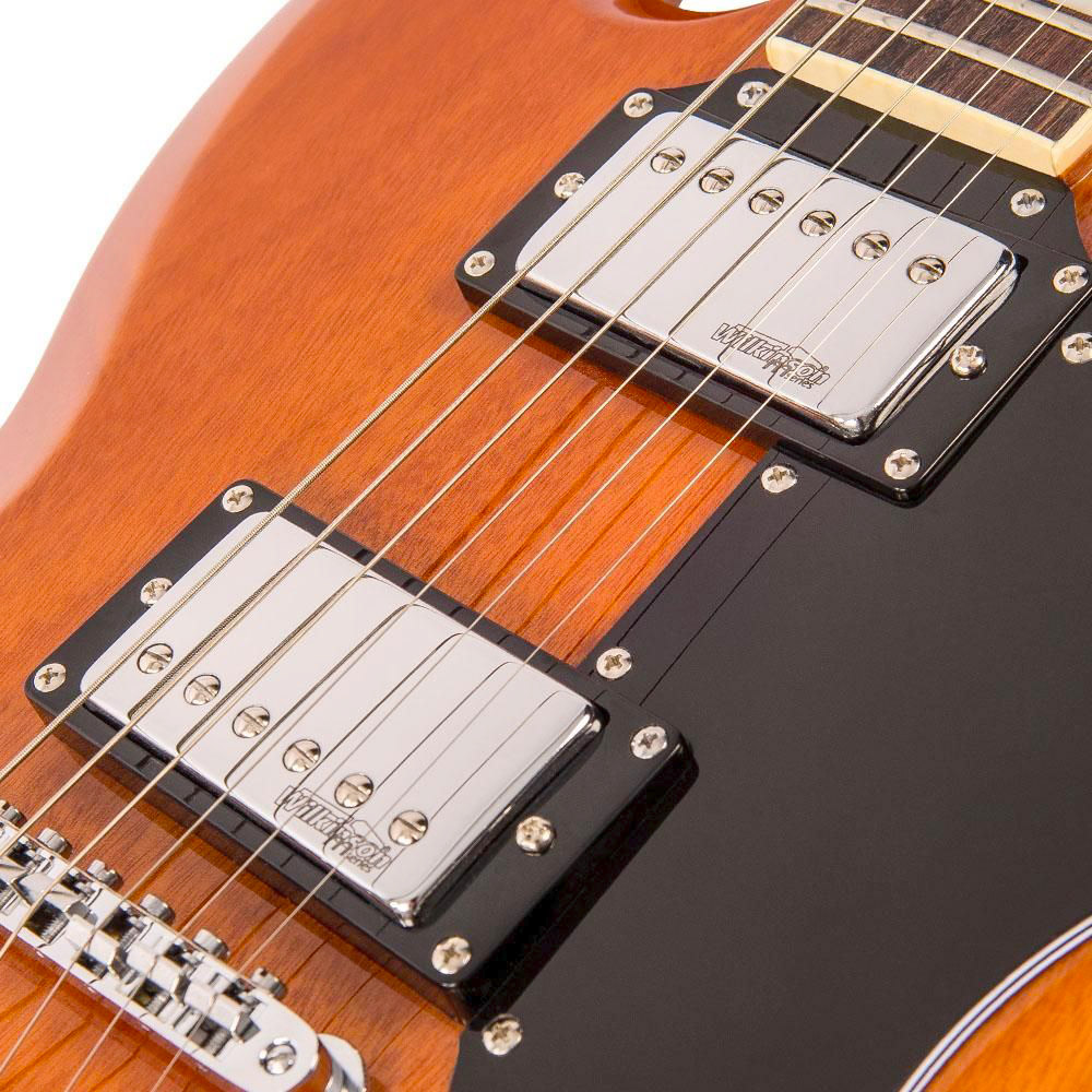 VINTAGE Reissued VS6M Dark Mahogany SG-Style E-Gitarre