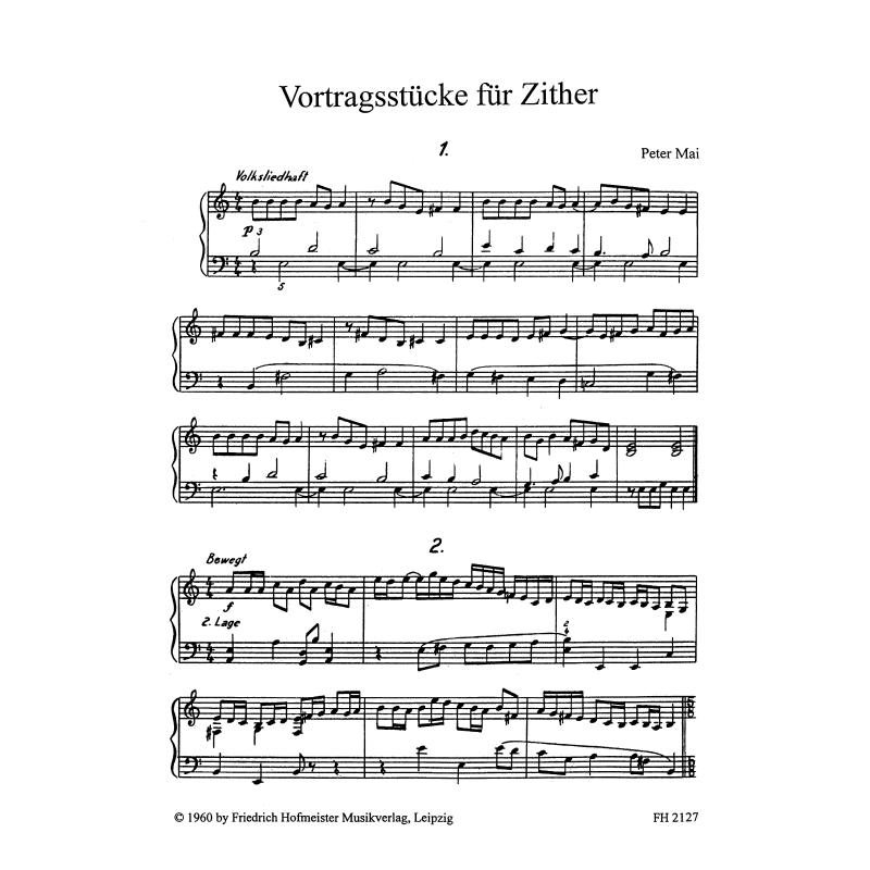 NOTEN Vortragsstücke für Zither Peter Mai FH 2127