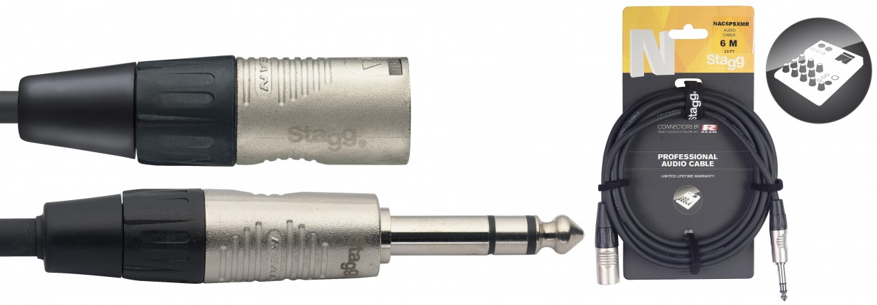 STAGG Audiokabel XLRm ST Klinke 6m NAC6PSXMR