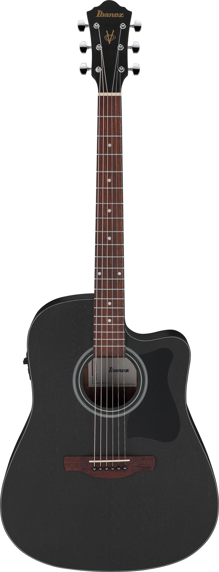 IBANEZ V44CE-WK Weathered Black Open Pore Dreadnought Westerngitarre